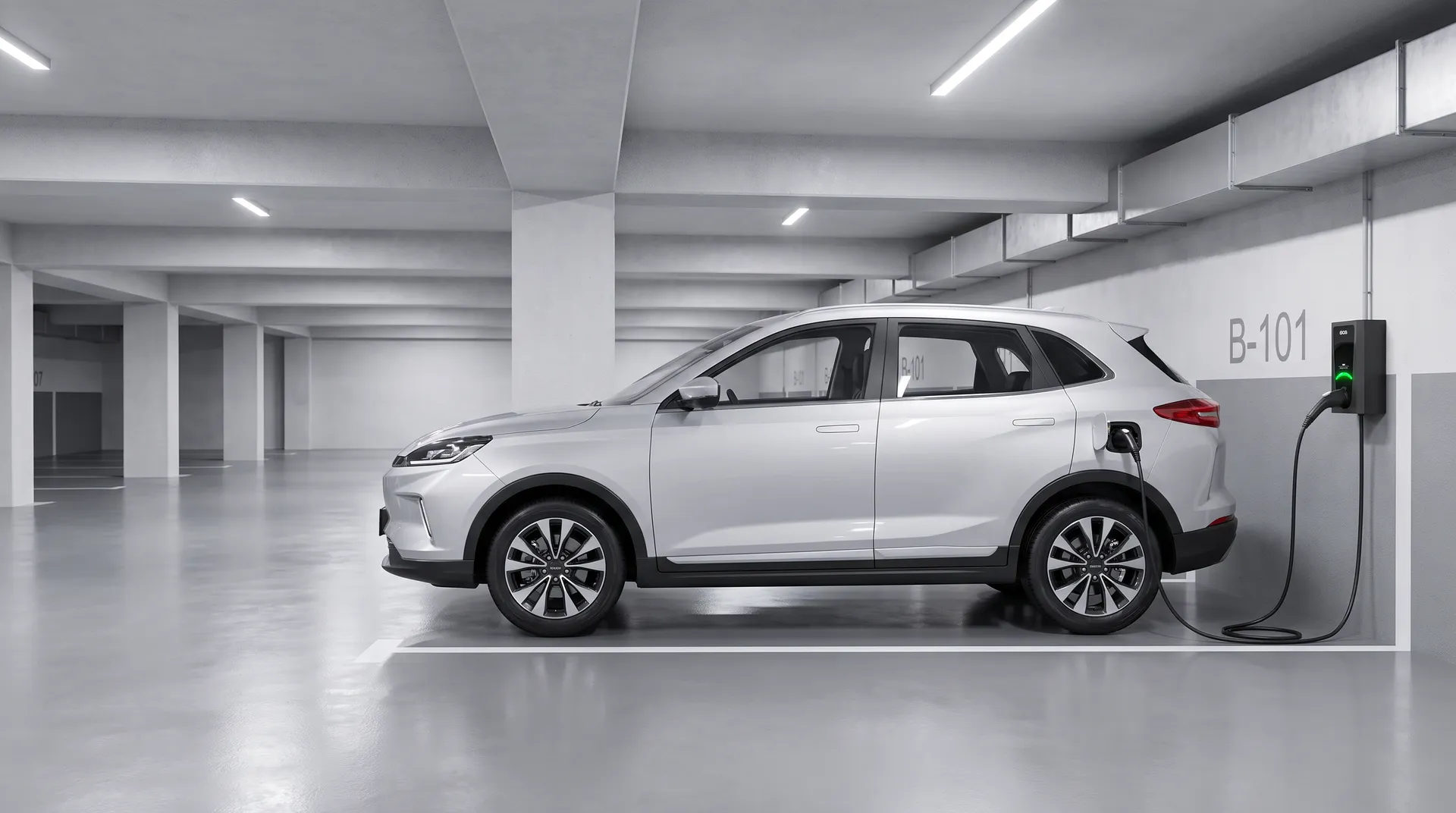 Geely EX5 la încărcare de la o stație de perete Octa Wall acasă