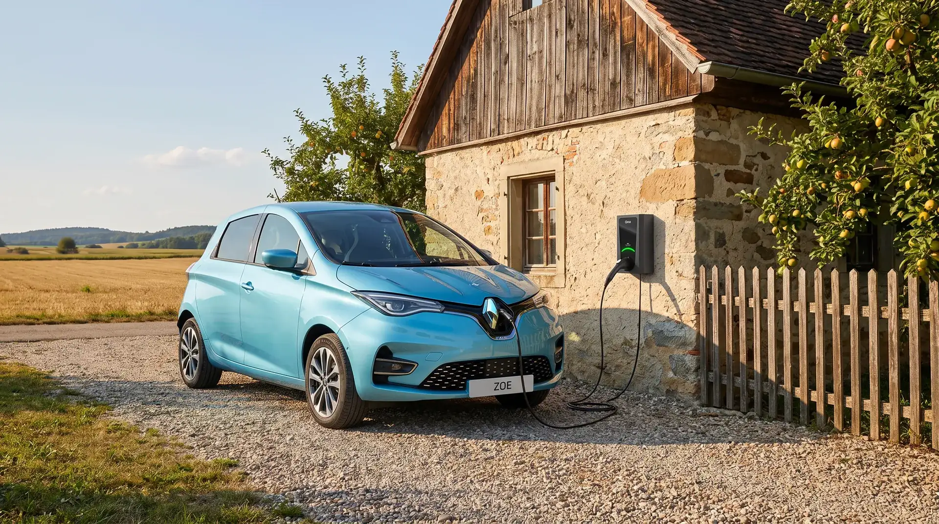Renault Zoe la încărcare de la o stație de perete Octa Wall acasă