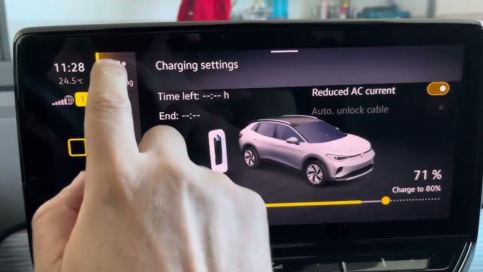 Екран Charging settings з увімкненою опцією Reduced AC current