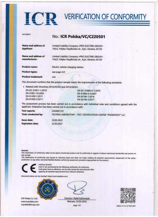 Verification of Conformity ICR Polska/VC/C220501